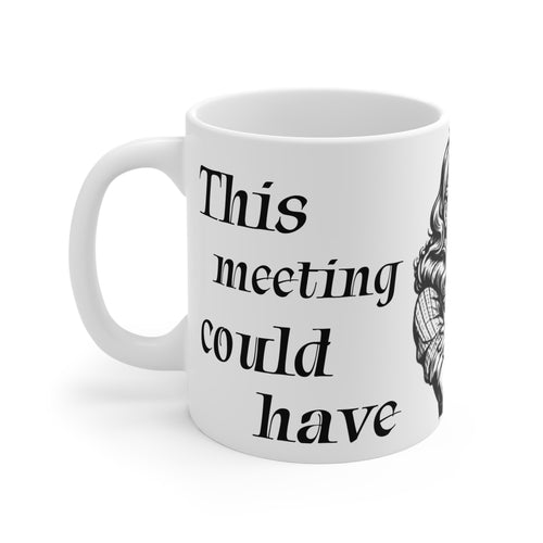 11oz Ceramic Mug — "This Meeting Could Have Been an Email" Retro Pin-Up Coffee Cup