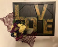 Rustic Love-Distressed Wood Wall Art with Floral Accent